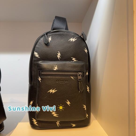 NWT Coach West Pack With Lightning Bolt Print CDC77 Gunmetal/Black